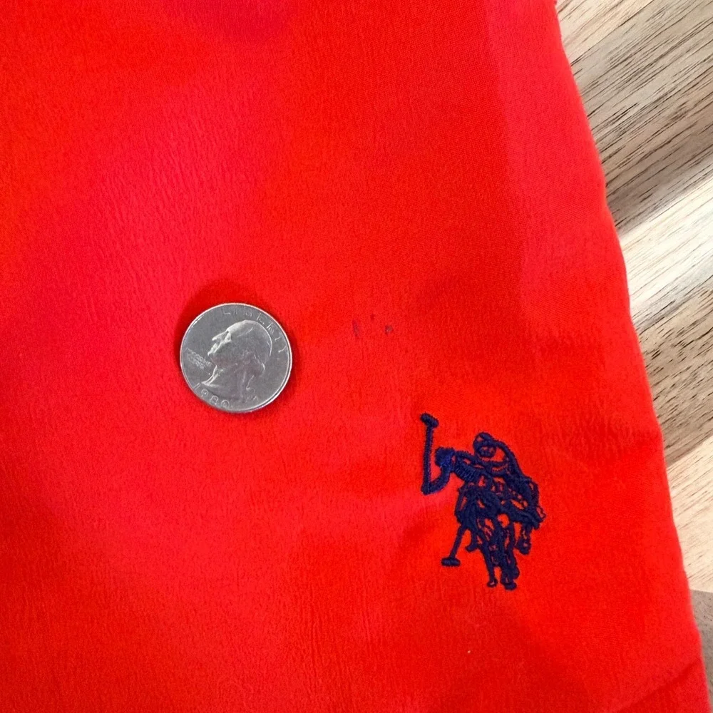 US‎ Polo Assn Boys 6-7 Red Blue Color Block Swim Trunks Shorts Pony Preppy Vacay